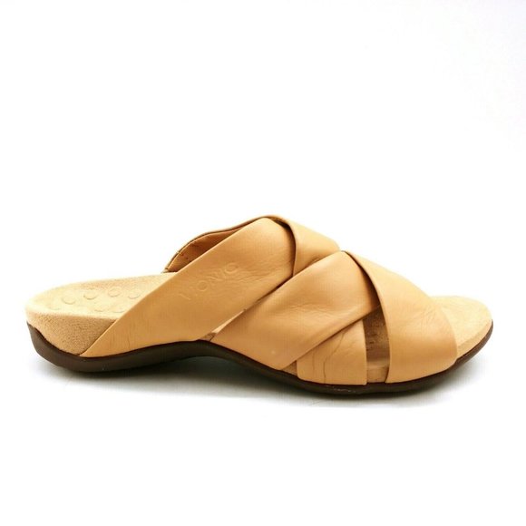 Vionic Shoes - Vionic Womans Juno Slide Sandal Tan Leather 7.5